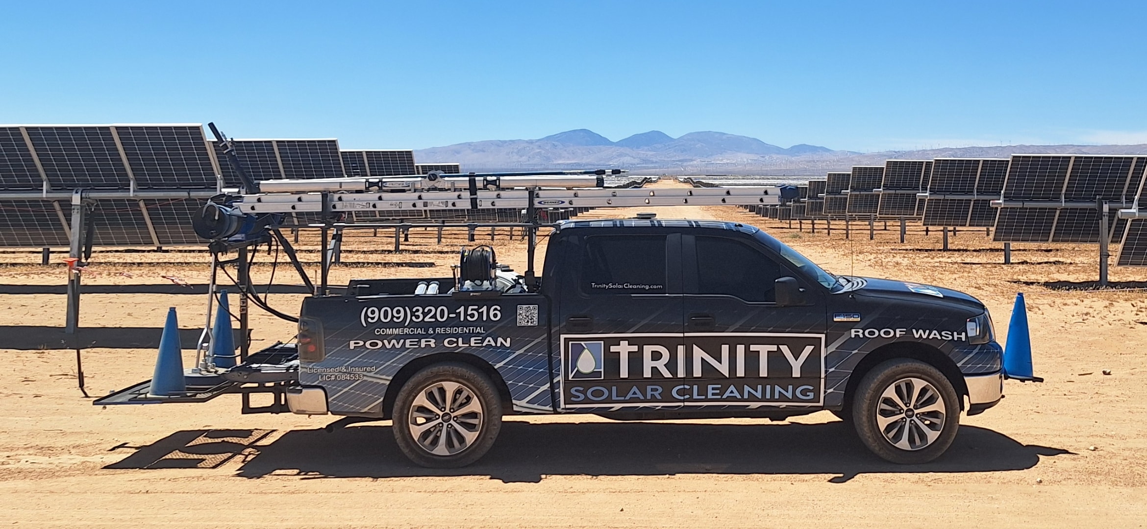 Commercial solar panel array on rooftop